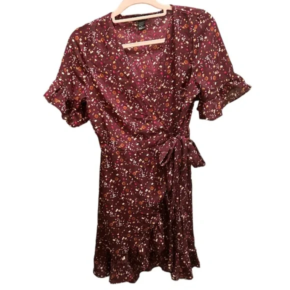 Timing | Dresses | Timing Red Burgundy Wrap Dress | Poshmark